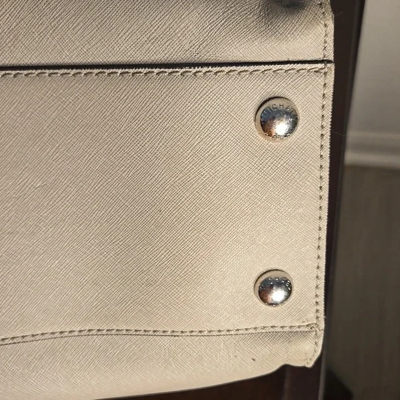 Michael‎ Kors Hamilton North South Silver Leather Large Tote EUC